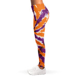 Purple And Orange Spider Tie Dye Print Women's Leggings