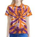 Purple And Orange Spider Tie Dye Print Women's Polo Shirt