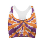 Purple And Orange Spider Tie Dye Print Women's Sports Bra