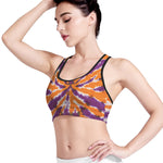 Purple And Orange Spider Tie Dye Print Women's Sports Bra