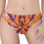 Purple And Orange Spider Tie Dye Print Women's Thong