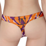 Purple And Orange Spider Tie Dye Print Women's Thong