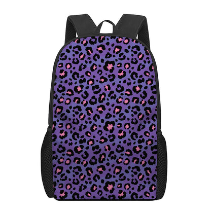Purple And Pink Leopard Print 17 Inch Backpack
