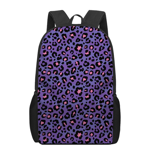 Purple And Pink Leopard Print 17 Inch Backpack