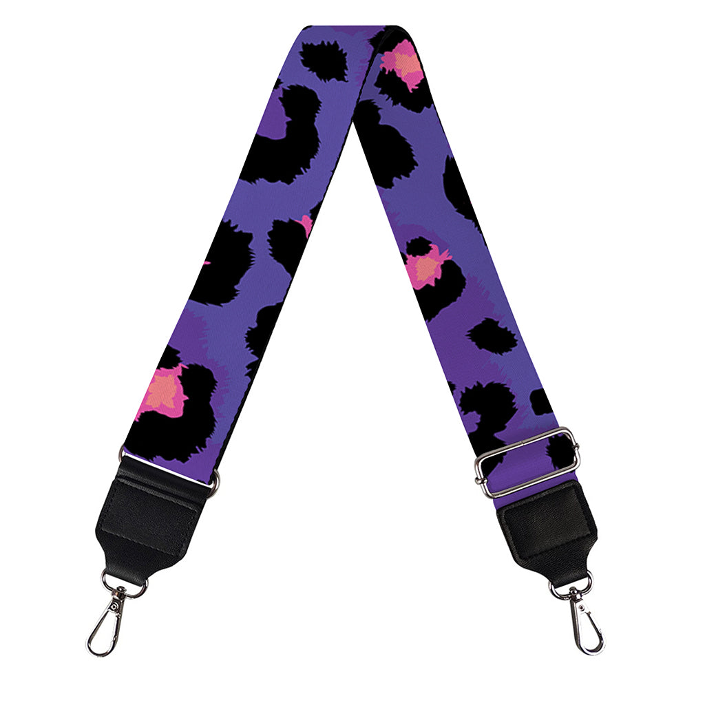 Purple And Pink Leopard Print Bag Strap