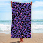 Purple And Pink Leopard Print Beach Towel