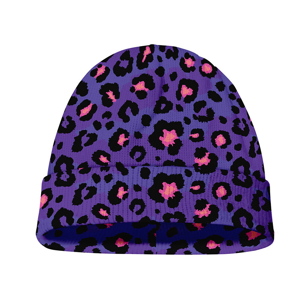 Purple And Pink Leopard Print Beanie