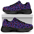 Purple And Pink Leopard Print Black Chunky Shoes