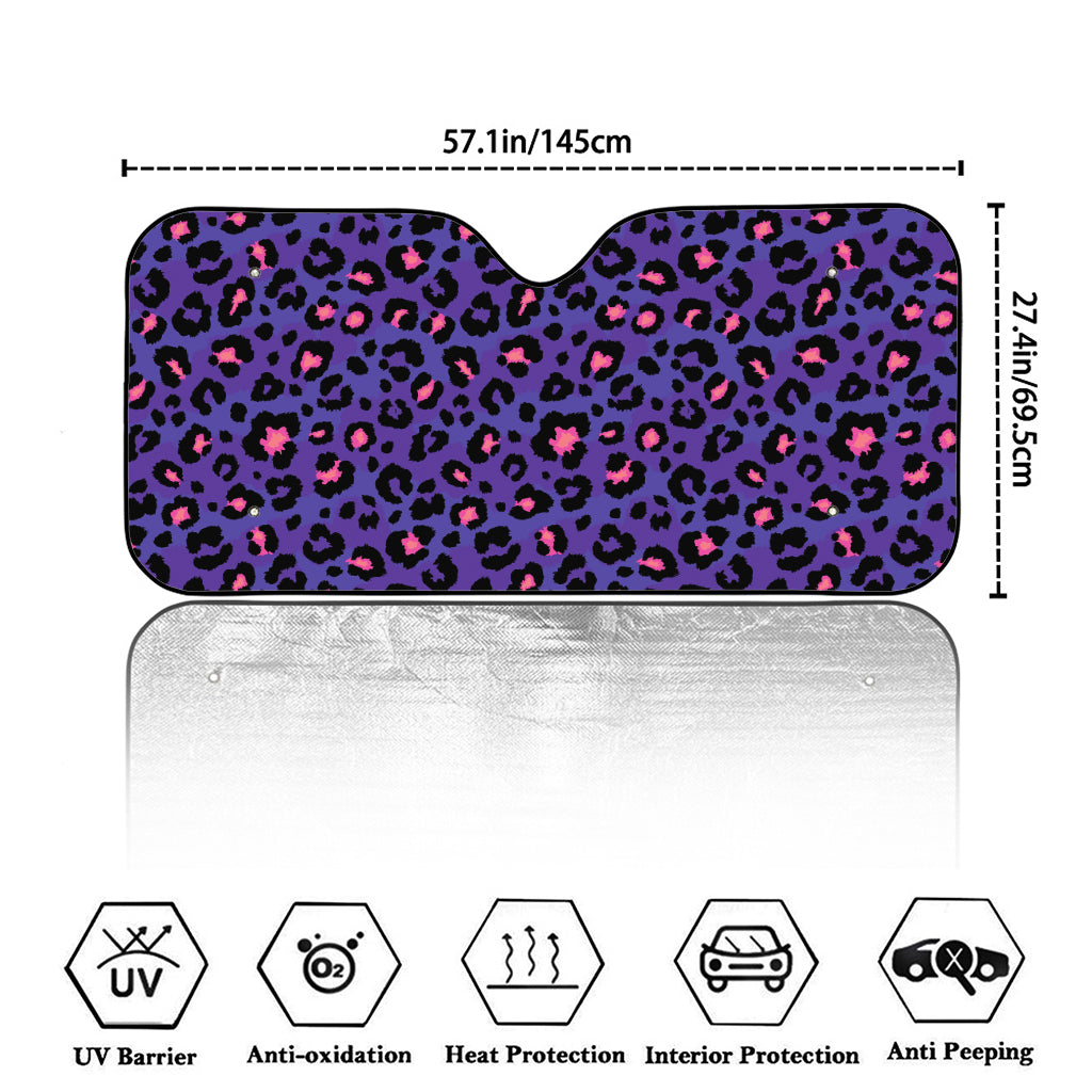 Purple And Pink Leopard Print Car Windshield Sun Shade