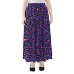 Purple And Pink Leopard Print Chiffon Maxi Skirt