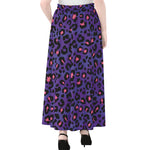 Purple And Pink Leopard Print Chiffon Maxi Skirt