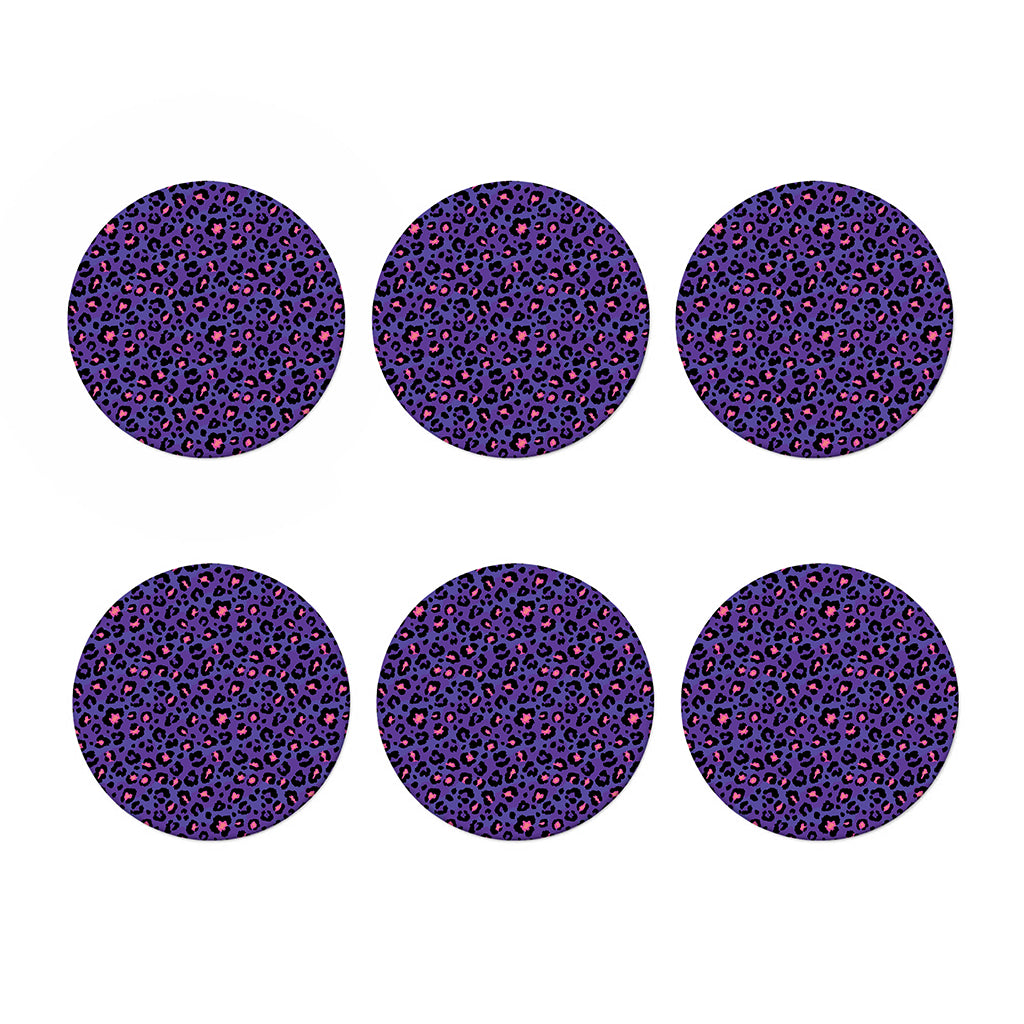 Purple And Pink Leopard Print Coaster Set