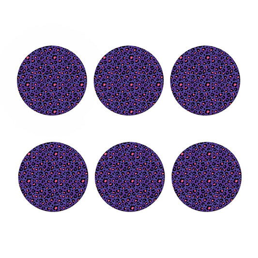 Purple And Pink Leopard Print Coaster Set
