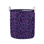 Purple And Pink Leopard Print Collapsible Laundry Basket