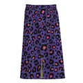 Purple And Pink Leopard Print Cotton Front Slit Maxi Skirt