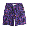 Purple And Pink Leopard Print Cotton Shorts