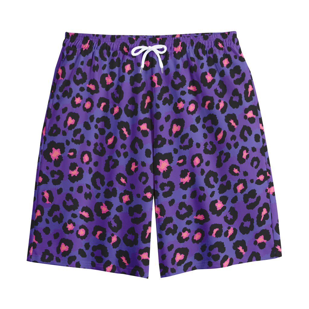 Purple And Pink Leopard Print Cotton Shorts