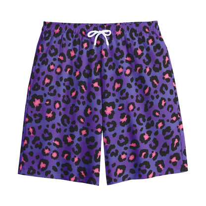Purple And Pink Leopard Print Cotton Shorts