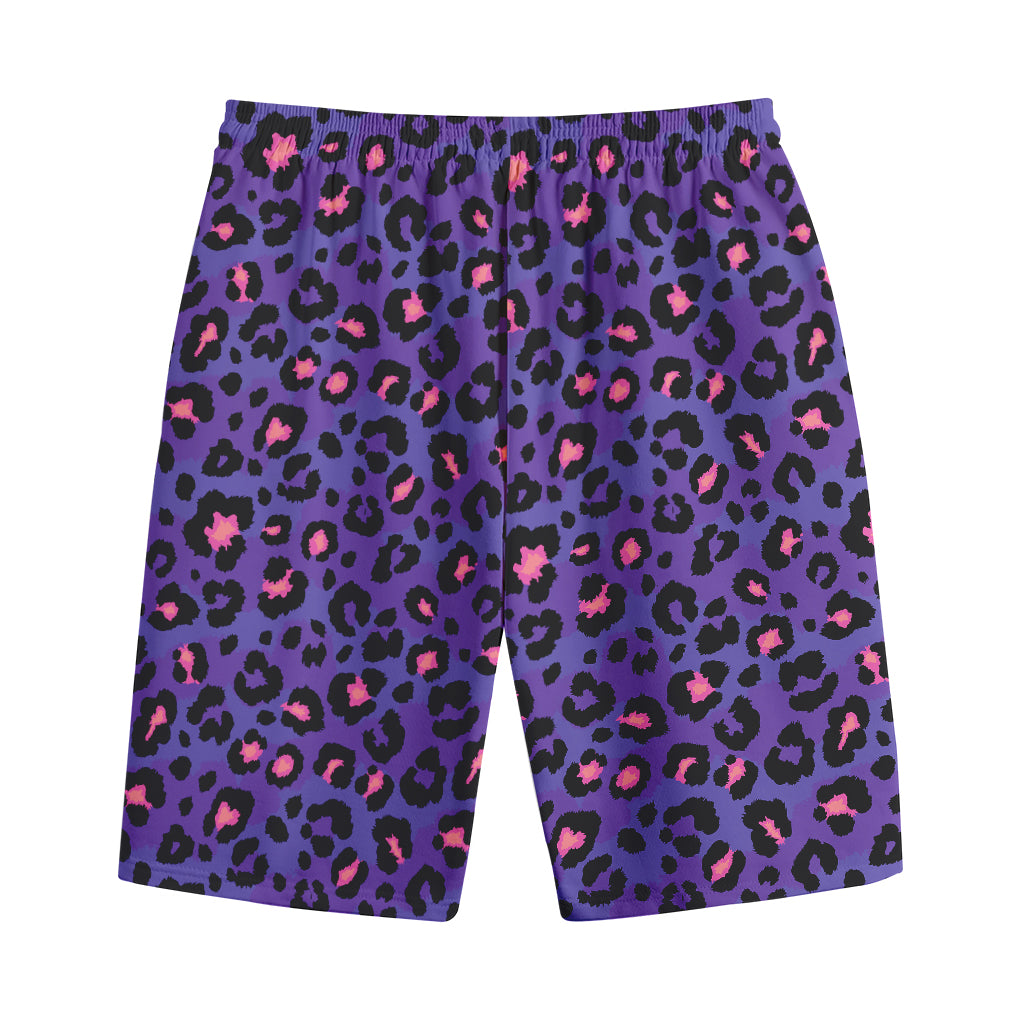 Purple And Pink Leopard Print Cotton Shorts