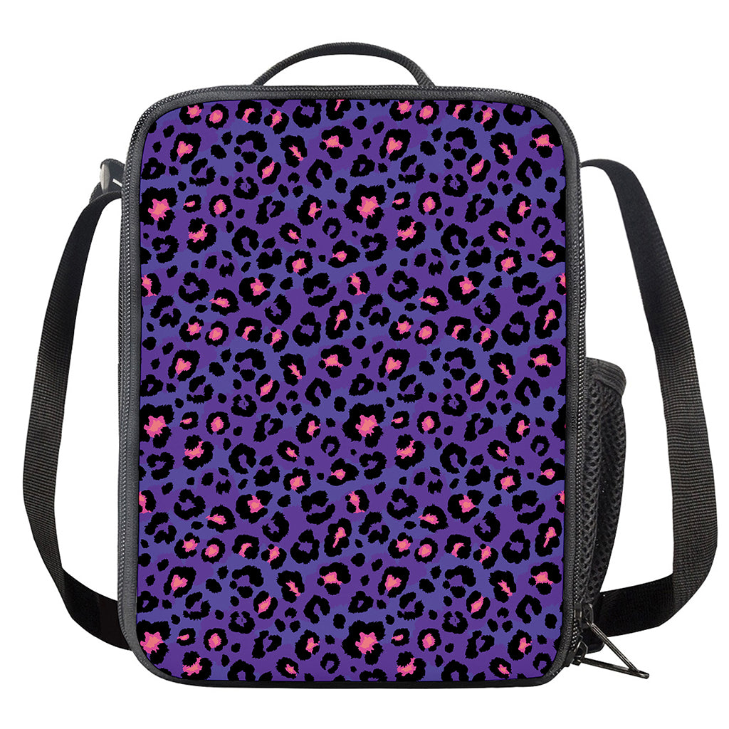Purple And Pink Leopard Print Crossbody Lunch Bag