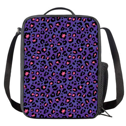 Purple And Pink Leopard Print Crossbody Lunch Bag