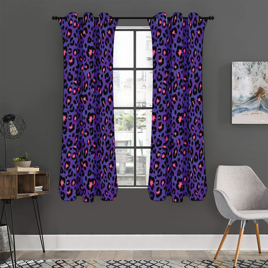 Purple And Pink Leopard Print Curtain