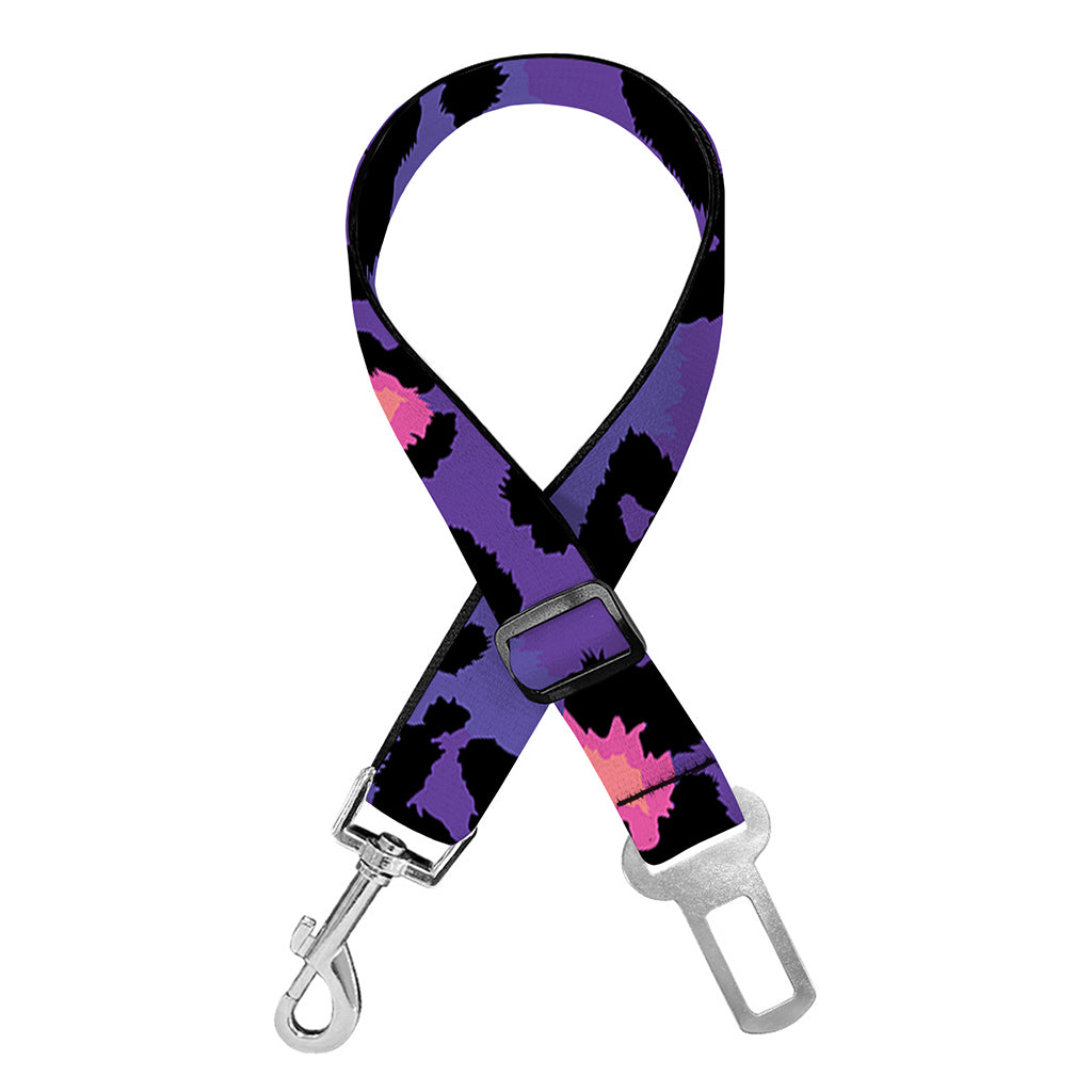 Purple And Pink Leopard Print Dog Seat Belt