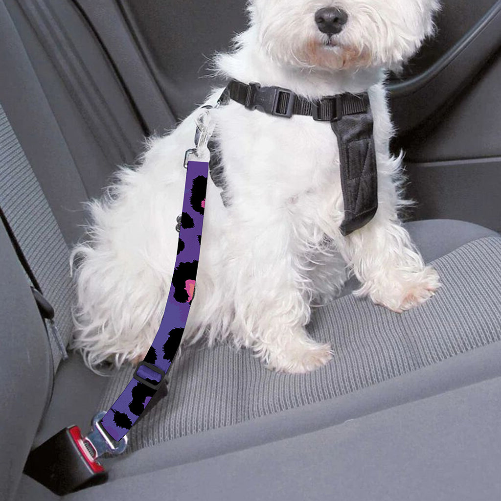 Purple And Pink Leopard Print Dog Seat Belt