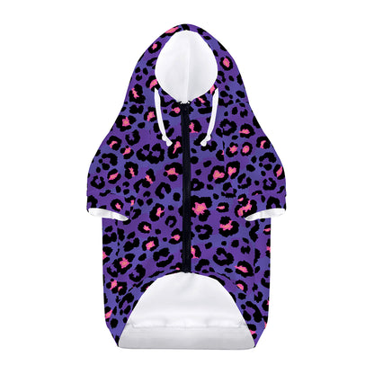 Purple And Pink Leopard Print Dog Zip Up Hoodie