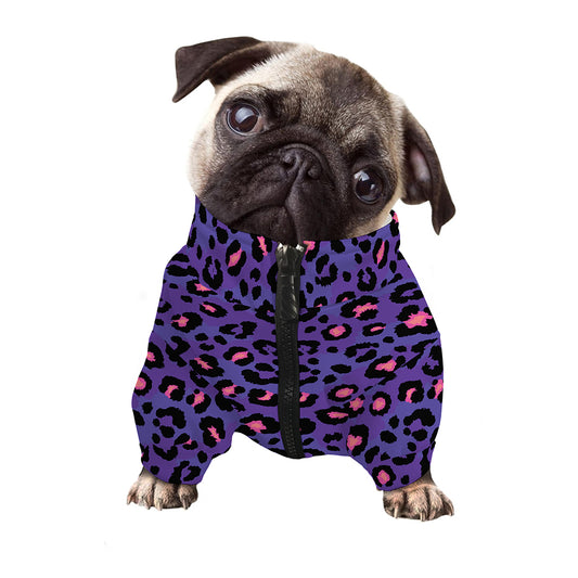 Purple And Pink Leopard Print Dog Zip Up Jacket
