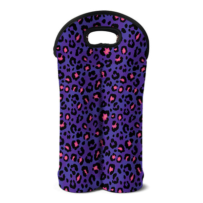 Purple And Pink Leopard Print Double Neoprene Wine Tote