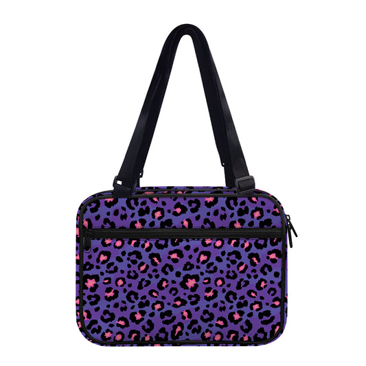Purple And Pink Leopard Print Double Strap Bible Bag