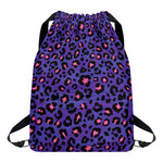Purple And Pink Leopard Print Drawstring Backpack