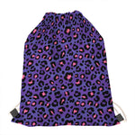 Purple And Pink Leopard Print Drawstring Bag