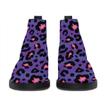 Purple And Pink Leopard Print Flat Ankle Boots