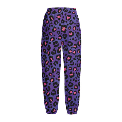 Purple And Pink Leopard Print Fleece Lined Knit Pants