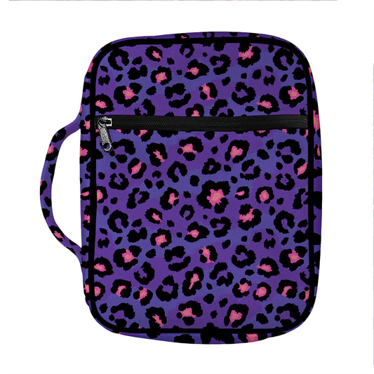 Purple And Pink Leopard Print Front Pocket Bible Bag