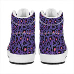 Purple And Pink Leopard Print High Top Leather Sneakers