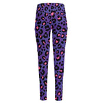 Purple And Pink Leopard Print High-Waisted Pocket Leggings