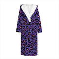 Purple And Pink Leopard Print Hooded Bathrobe