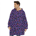 Purple And Pink Leopard Print Hoodie Blanket