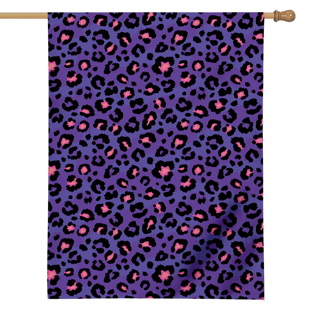 Purple And Pink Leopard Print House Flag
