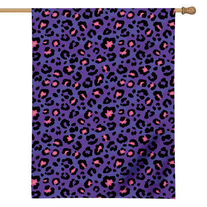 Purple And Pink Leopard Print House Flag