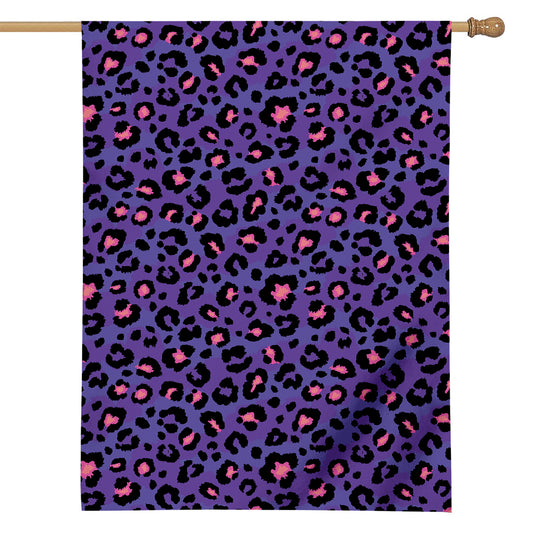 Purple And Pink Leopard Print House Flag