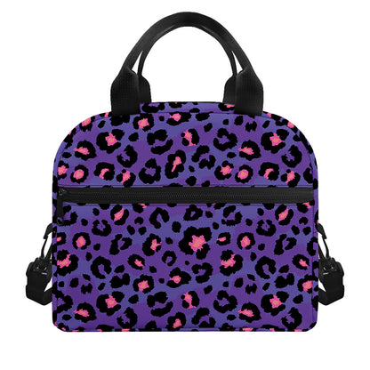 Purple And Pink Leopard Print Insulated Lunch Bag