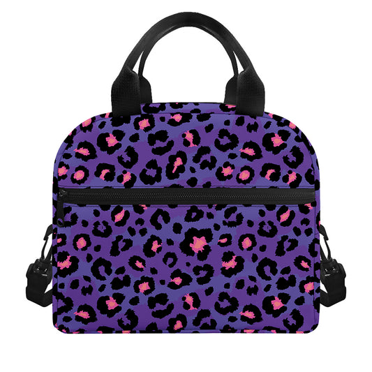 Purple And Pink Leopard Print Insulated Lunch Bag