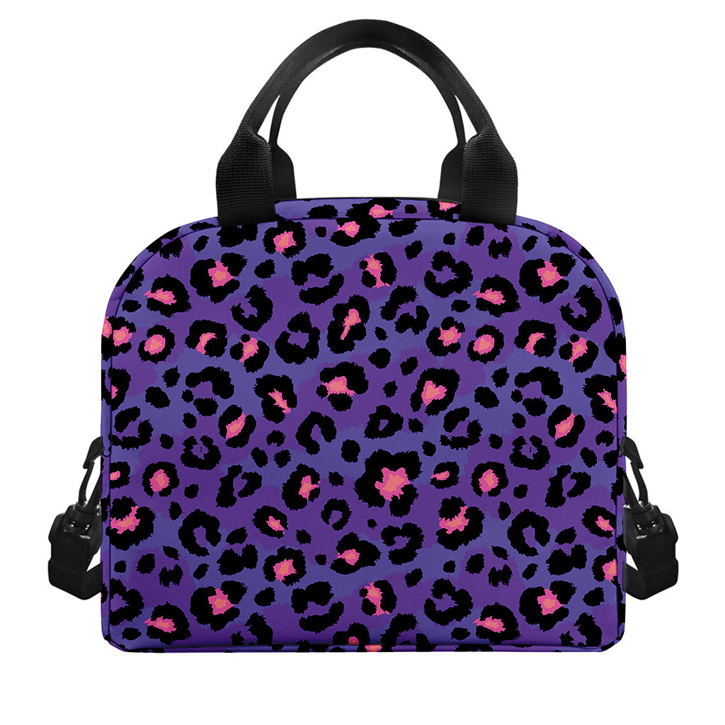 Purple And Pink Leopard Print Insulated Lunch Bag