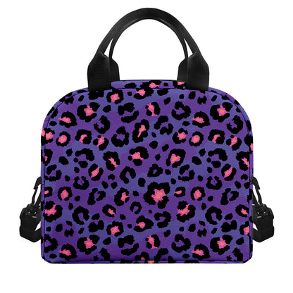 Purple And Pink Leopard Print Insulated Lunch Bag