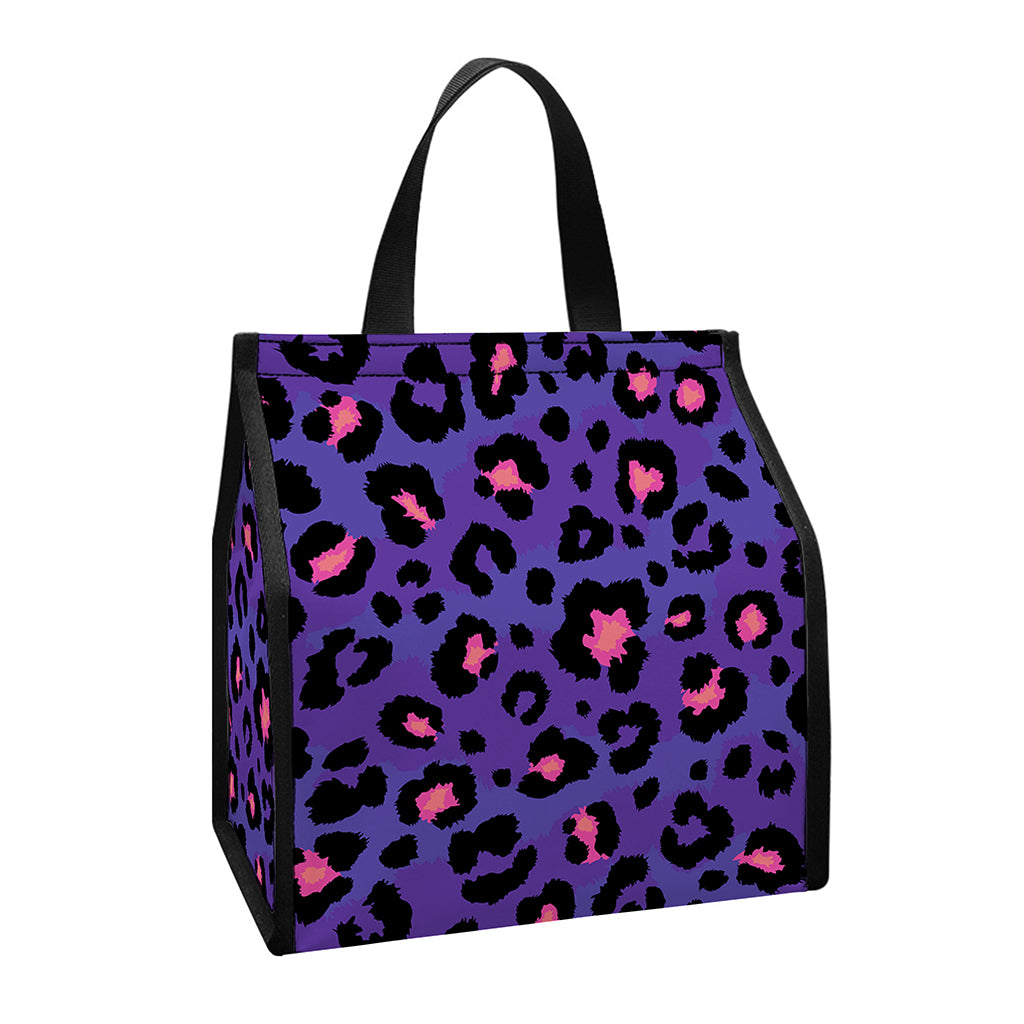 Purple And Pink Leopard Print Insulated Lunch Tote
