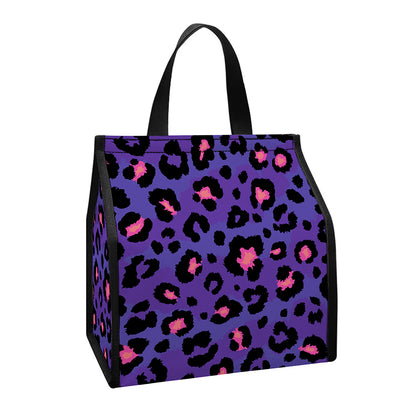 Purple And Pink Leopard Print Insulated Lunch Tote